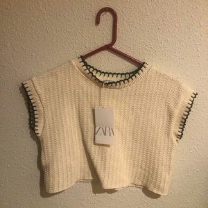 Zara cream cropped sweater vest